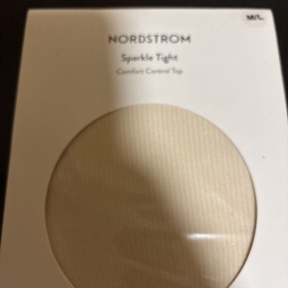 Nordstrom Comfort Control Top Sparkle Tights Size M/L Cream w/ Gold - Picture 3 of 4